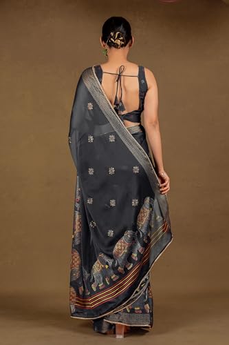 Image of MIRCHI FASHION Saree for Woman Chiffon Foil Work Floral Printed | Ethnic Sari for Function and Farewell with Unstitched Blouse Piece (Available in 15 Colors)