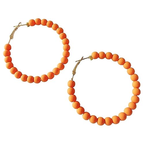 Colorful Boho Circle Round Beaded Hoop Earrings Vintage Minimalist Chic Dangle Earrings for Women Statement Jewelry