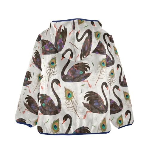 Peacock Swans Feathers on Cream Background Toddler Fleece Jacket Girl Boys Hooded Fleece Jacket2