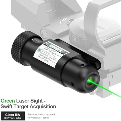 Feyachi RSL-88 Reflex Sight - 4 Reticle Red & Green Dot Sight Optics with Integrated Green Laser Sight Less Than 5mW Output with Pressure Switch - 2