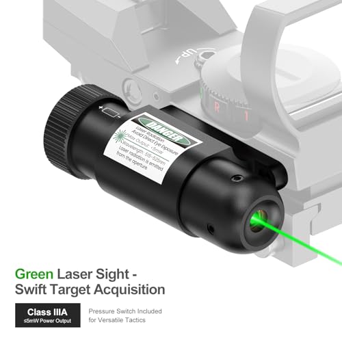 Feyachi RSL-88 Reflex Sight - 4 Reticle Red & Green Dot Sight Optics with Integrated Green Laser Sight Less Than 5mW Output with Pressure Switch by Feyachi - Image 3