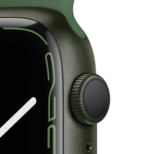 Image of Apple Watch Series 7 [GPS 45mm] Smart Watch w /Green Aluminum Case with Clover Sport Band. Fitness Tracker, Blood Oxygen & ECG Apps, Always-On Retina Display, Water Resistant