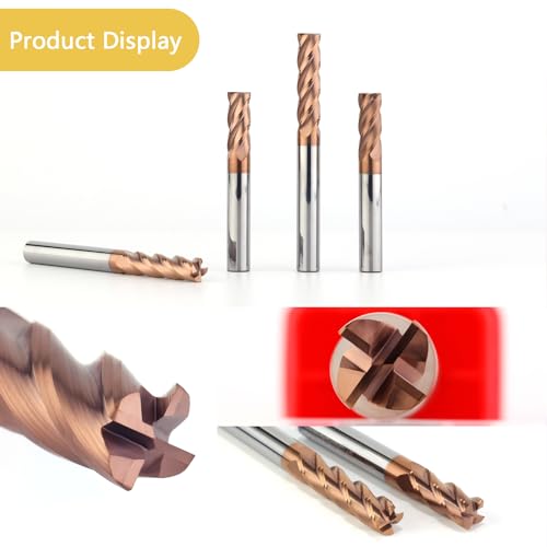Image of Carbide Corner Radius End Mill 4Flute Mill Bits Sets with TISIN Coated, 0.03 inch Corner Radius, 5 /16 inch Cutting Diameter, 13 /16 inch Length of Cut, 2-1 /2 inch Overall Length