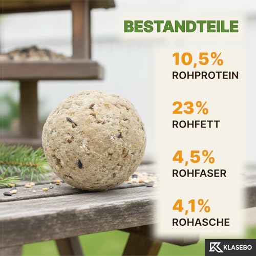 Premium Meisenknödel mit Insekten, 100 Stück (9kg) – Ganzjähriges Wildvogelfutter, Natürliche Zutaten, Ganzjährige Fütterung, Körnerfresser Delikatesse
