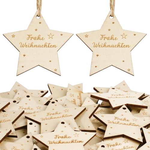 BOFUNX 30 Stücke Holz Geschenkanhänger Frohe Weihnachten...