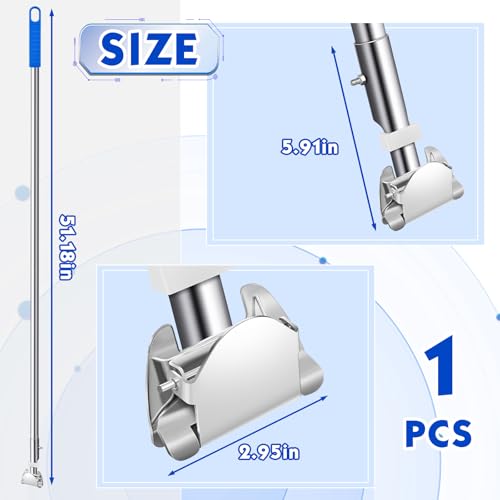 Image of Suclain 4 Pcs Clip on Dust Mop Handle with Chuck 51.18 Inch Stainless Steel Flexible Maneuvering Mop Stick Replacement for Home Restaurant Kitchen Office Bathroom Wood Laminate Tile Floor Cleaning
