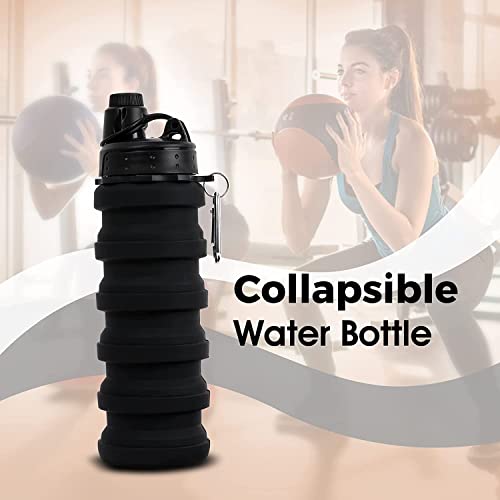 Image of Kiditos Collapsible Expandable Silicone Sipper Water Bottle for Kids | Ideal for Sports, Trekking, Cycling, Gym & School Water With Snap Hook, Grey (1 Unit)