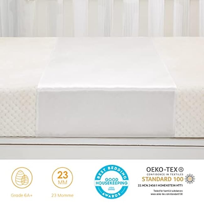 PROMEED 100% Mulberry Silk Bassinet Sleeve for Baby Bald Spots, Preminium 23 Momme Silk Bassinet Half Sheet for Baby Hair Loss(White)