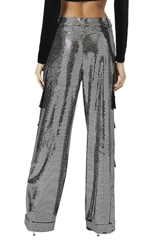 Forever 21 Women's Metallic Wide-Leg Cargo Pants4