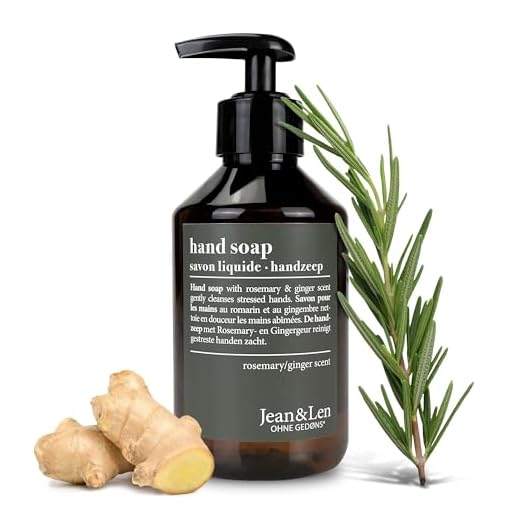 Jean & Len Handseife Rosemary & Ginger, reinigt beanspruchte Hände, für die tägliche Anwendung, Flüssigseife im nachfüllbaren Pumpspender, ohne Parabene, Silikone & Mikroplastik, 250 ml