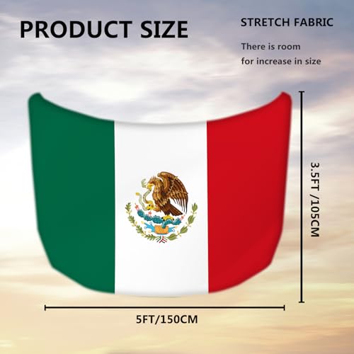 Image of Mexico Flag Car Hood Cover 3.5X5Ft Mexican Car Bonnet Banner Elastic Fabrics Windproof Vehicles Decorate Flags