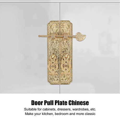 Placa de puxador de porta chinesa, elegante retrô instalação simples material latão maçanetas de arm