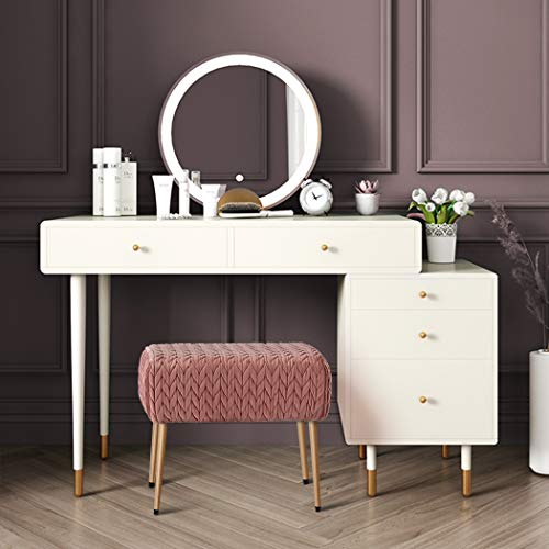 Duhome Modern Velvet Upholstered Ottoman Bench Tufted Footrest Vanity Chair Makeup Chair Vanity Stool for Bedroom Living Room Kids’ Room Pink - Thumbnail 2