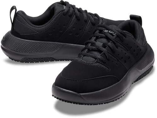 Crocs Tenis de trabajo On The Clock para mujer, Negro/Negro/Negro, 9 Wide