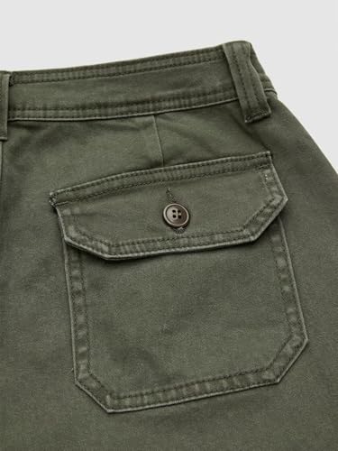 Flamingals Straight Leg Cropped Pants for Women Mid Rise Casual Cargo Solid Flap Pockets Pants4