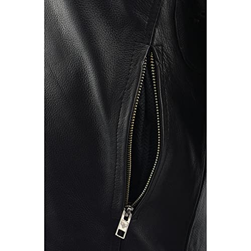 Image of Milwaukee Leather Men's Black Cowhide Quilted Pattern Scooter Style Racing Jacket MLM1545