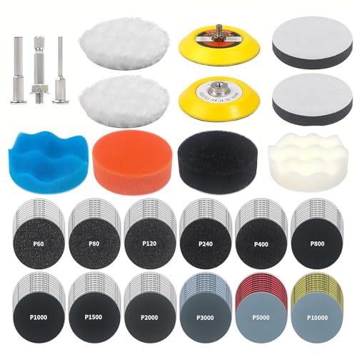 Renovateur Phare Voiture, 133 PCS Kit Rénovation Phare, Kit Polissage Phares Voiture, Kit de Restauration de Phares pour Auto et Moto, Papier Abrasif 75mm,...