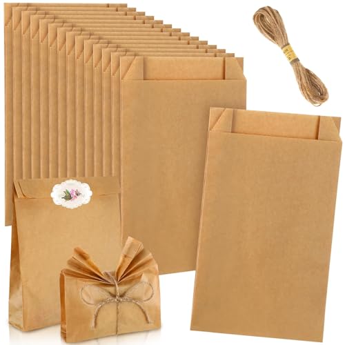 50 Sacs en Papier Kraft 12 x 20 x 4 cm, Pochette Cadeau Kraft pour l'emballage des Savons, Cadeaux, Objets Artisanaux, Marchandises, Cadeaux de Mariage, etc...