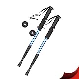 DULPLAY Pack 2 Fibra Carbono Plegable Bastones De Trekking, Ultraligero Ajustable Plegable Viaje Senderismo Nordic Bastones Senderismo 1 Par-Azul 110cm(43inch)