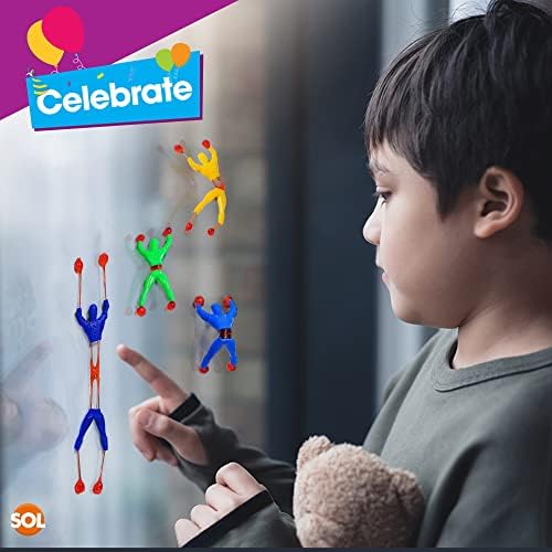 20pk Window Crawler Stretchy Men Party Bag Fillers for Kids Unisex | 8cm Window Walkers Sticky Man Goody Bags Fillers | Sticky Men Kids Party Favours Party Bag Toys | Stretchy Man Party Bag Filler