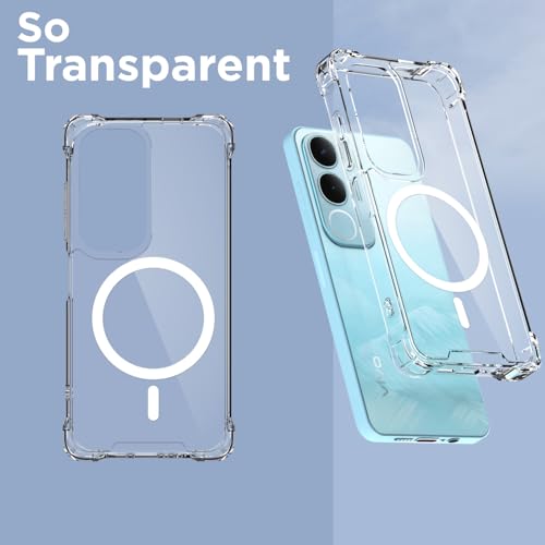 Image of Pikkme Back Cover for Vivo Y29 5G / Vivo Y19s 5G Mag-Safe Shockproof PC + TPU | Protective Case Magnetic Support | Bumper Case (Transparent Mag-Safe)
