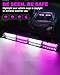 HLauto 6Z4J Emergency Dash Strobe Lights: 2x16.8 inch Purple White Safety Lights, 48 LED Flashing Warning Hazard Interior Windshield Visor Traffic Light Bar for Trucks, Construction Vehicles