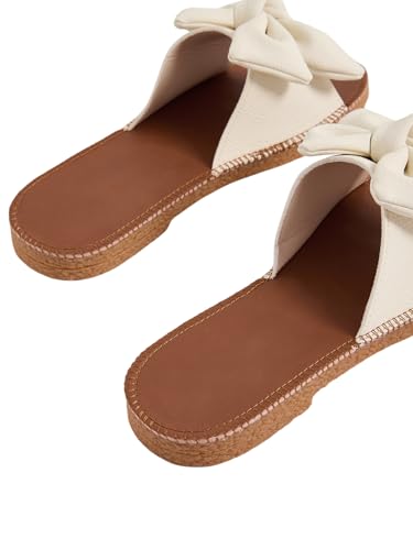Image of Verdusa Women's Bow Flat Sandals Leather Open Toe Flats Summer Vacation Shoes Beach Sandals Outdoor Slippers