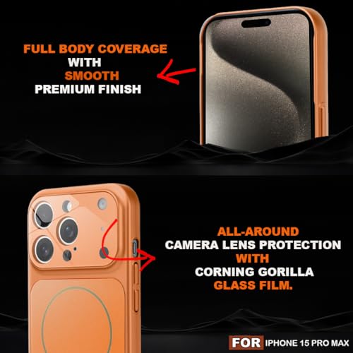 Image of SHINESTAR iPhone 15 Pro Max Case - Premium Shockproof Protective Cover, Wireless Charging Compatible, Slim & Durable Luxury Back Cover with Camera Protection (Orange)