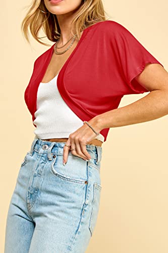 Image of Lock and Love Women's Versatile Open Front Lightweight Short Sleeve Bolero Shrug