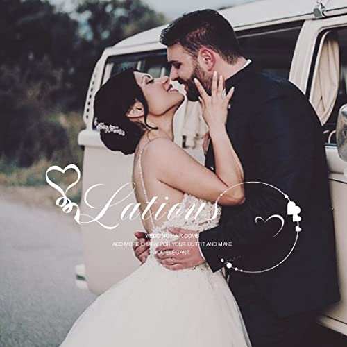 Latious Flower Bride Wedding Hair Comb Silver Pearl Bridal Hair Clip Crystal Hair Piece Hair Accessories For Women And Girls #TOP6