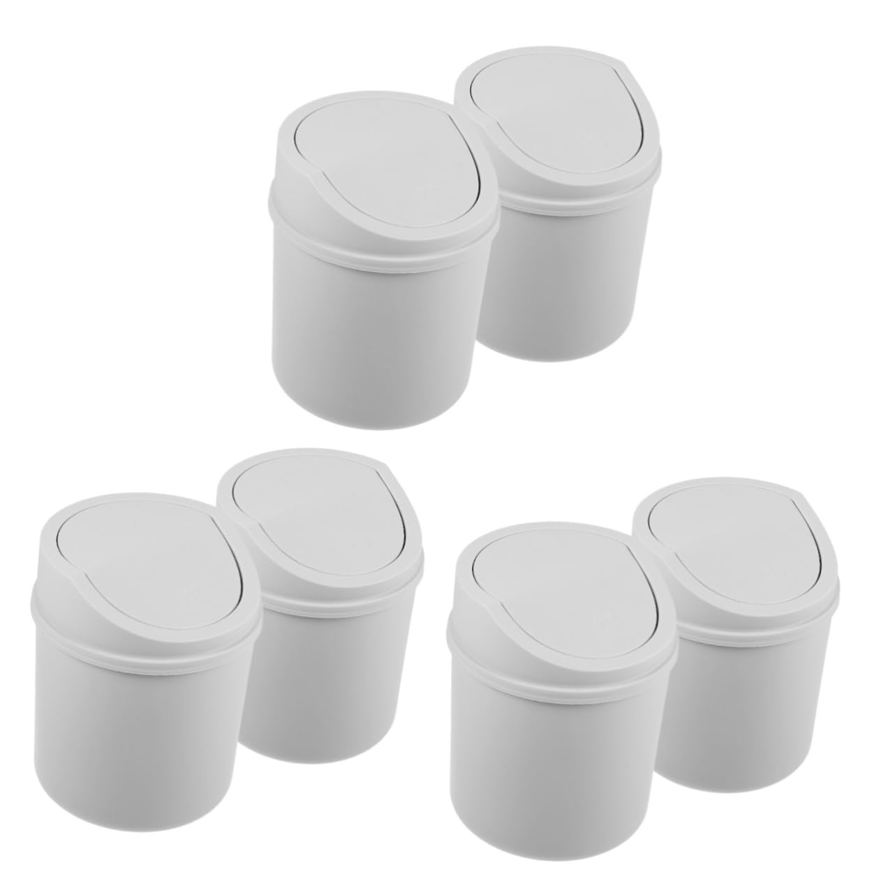 6pcs Mini Desktop Trash Can Lid Compact Garbage Bin for Office Home and Kitchen Use for Spaces and Tidying up