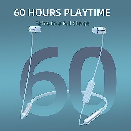 Soundmagic E11BT Neckband Bluetooth Headphones Wireless Earphones HiFi Stereo in Ear Headset with Microphone Noise Isolation Sports Earbuds Long Playtime Blue