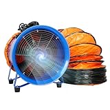 WARSUN Utility Blower 520W 12inch Exhaust Axial Fan 4100 m3/h High Velocity Portable Extractor Fan with 33Ft Duct Hose Portable Ventilator for Exhausting Ventilating at Home or Workplace 370PA