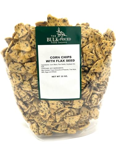 Corn Chips with Flax Seed, Healthy Snacks, Bulk Size (2 lb. Resealable Zip Lock Stand Up Bag)