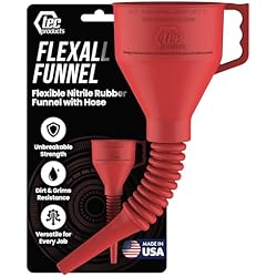 TEC Products FlexAll Long Flexible Funnels - Automotive Oil Funnel with Hose, Durable Nitrile Rubber for Oil Change, Transmission Funnel Fluid, Diesel, Fuel, Gas - Made in USA - Red (16 x 5 Inches)