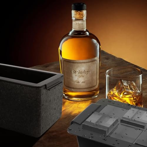 Image of KARP Crystal Clear Ice Cube Maker Tray with Insulated Box & Lid, Large Square Ice Mold for Whiskey, Cocktails, Scotch, Bourbon & Cold Drinks, Reusable BPA Free Ice Cube Tray