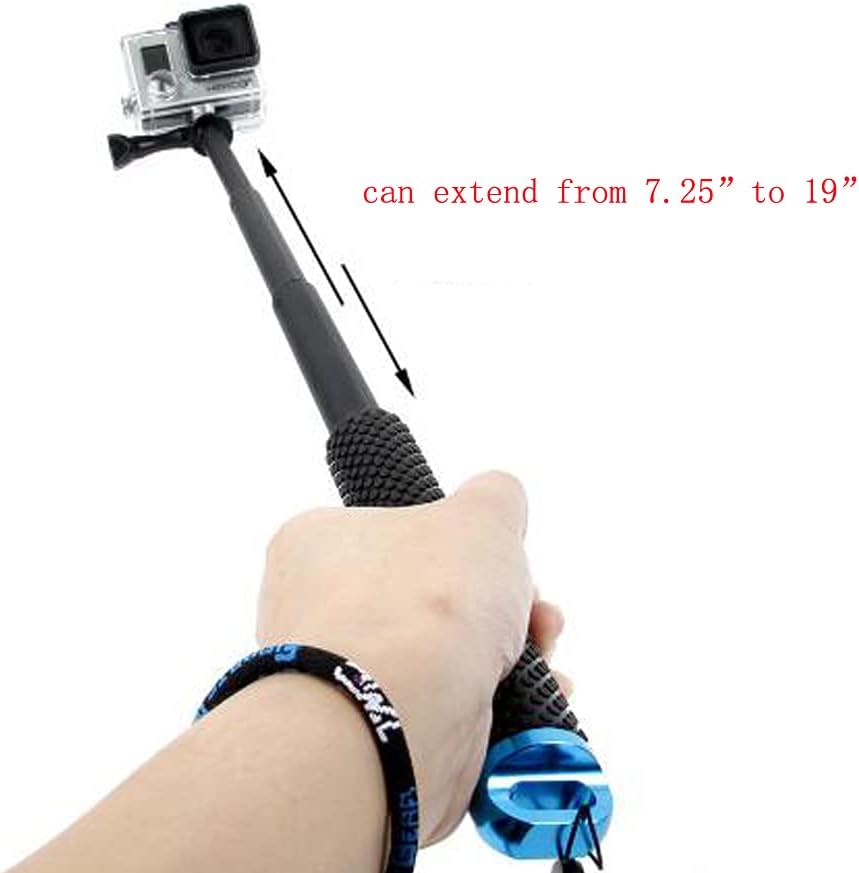 19'' Waterproof Underwater Hand Grip Adjustable Extension Selfie Stick Monopod Pole for GOPRO Hero 6/5/ 5 Session/ 4 Session/ 4/3+/ 3/2/1, GeekPro, AKASO, Xiaomi Yi, SJCAM (Blue)