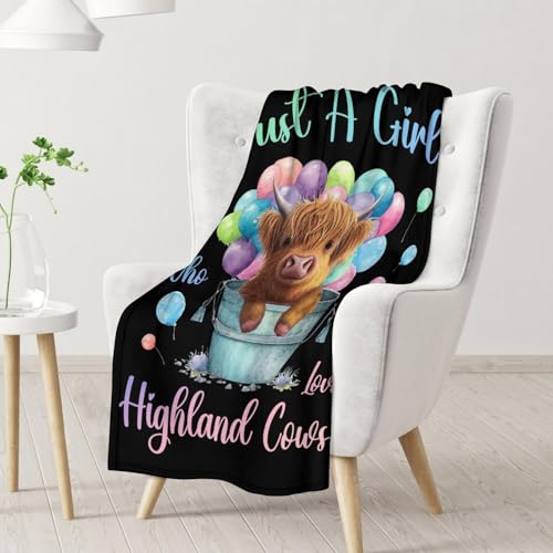 Highland Cow Blanket Gifts - 40x50 Inches Cute Throw Blanket for Girls - Colorful Soft Fuzzy Blankets for Bed, Couch & Living Room