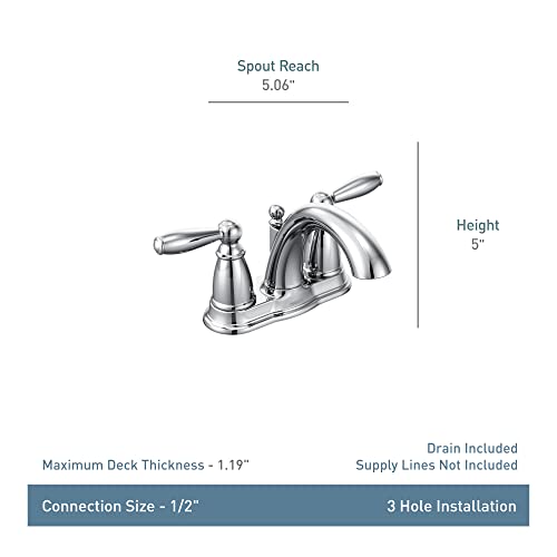 Moen Brantford Brushed Nickel Two-Handle 4-Inch Centerset Bathroom Faucet With Drain Assembly, Bathroom Faucets For Sink 3-Hole, 6610Bn #TOP2