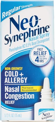Neo-Synephrine Nasal Decongestant Spray Regular Strength 0.50 oz (PACK OF 3)