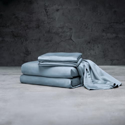 LUXOME Luxury Sheet Set | 100% Rayon (Viscose) from Bamboo | Queen Size - Surf | Deep Pockets | 4-Piece Set (Fitted, Flat, 2 Pillowcases)