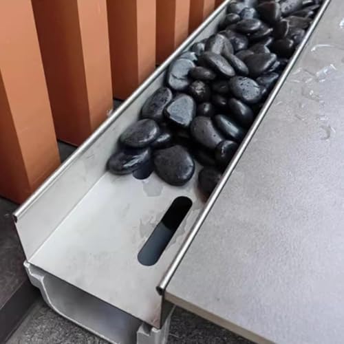 Griglia di drenaggio a sfioro Kit di scarico for esterni, coperture for scarico/bacini di drenaggio for vialetti in cemento, bordi for aiuole, riempitivo in ciottoli di pietra Griglia per piscina(20x1