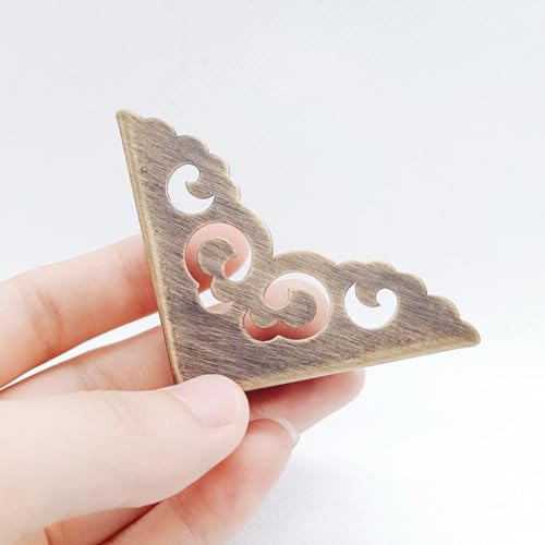 Image of Corner Protector Edge haowei 4-Pcs Retro Bronze Metal Decorative Box Safety Bumpers for Cabinet Chest Desks Jewelry Box Drawer Tables Furniture