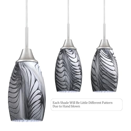 Image of Viinew Mini Glass Pendant Light,1-Pack Gray Marble Glass Hanging Light