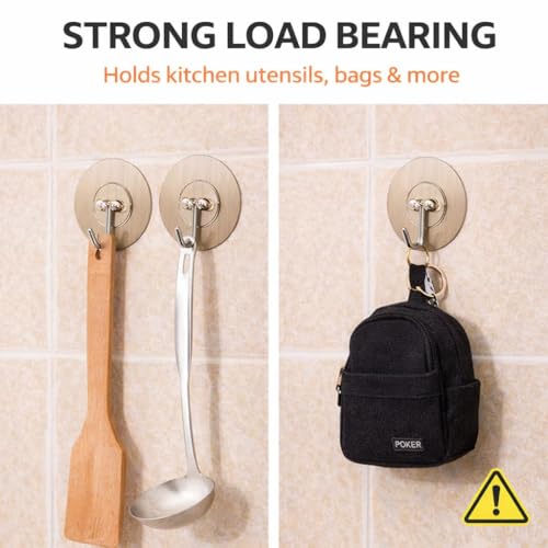 Image of Self Adhesive Hooks for Wall Heavy Duty - 10kg Load Capacity Waterproof Transparent Wall Hooks for Hanging - No Drilling Nail (ProHold Hoo (Golden Hook Pack of 10)