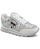 KARL LAGERFELD Women's Meade Lace Up Sneaker with Karl Head, Silver, 5