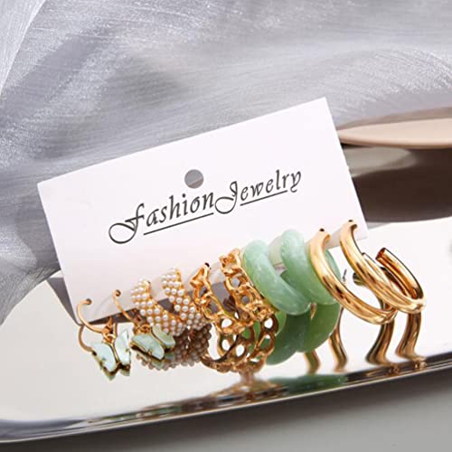 Acrylic Butterfly Earrings Pearl Earrings Transparent Earrings Metal Chain Earrings Set For Women Girls #TOP3