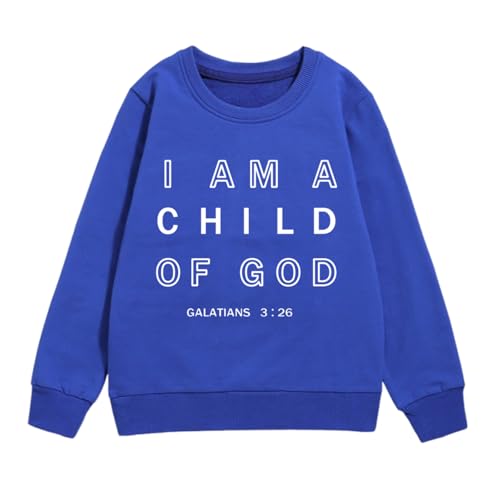 KEEVICI Boys I Am A God Child Of Jesus Sweatshirt Christian Graphic Faith Hoodies for Kids Bible Verse Religious Hoodie