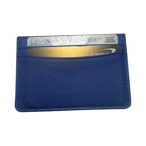 Slim Card Holder, Genuine Leather, Multiple Card Slots, 6 Fashion Colors (Blue)2