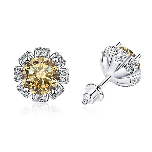 Boucles d'oreilles moissanite coupe ronde anti allergie en argent durable